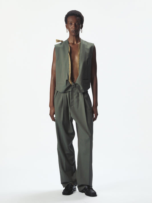 Dawn Knotted Vest Dollar Green