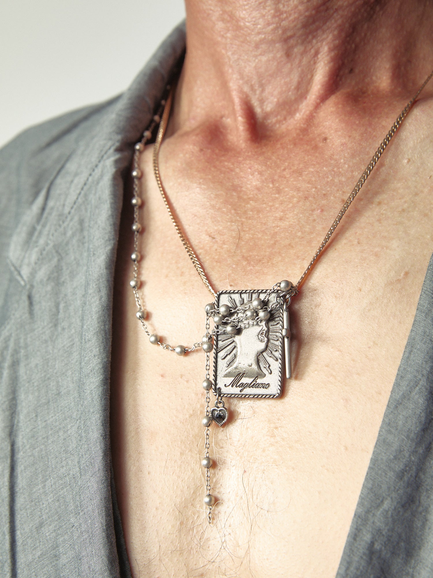Santa Necklace Matt Silver