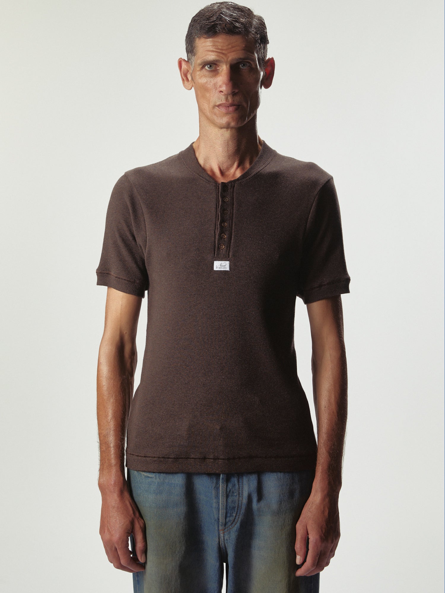 Nudo Small Serafino Tee Brown Melange