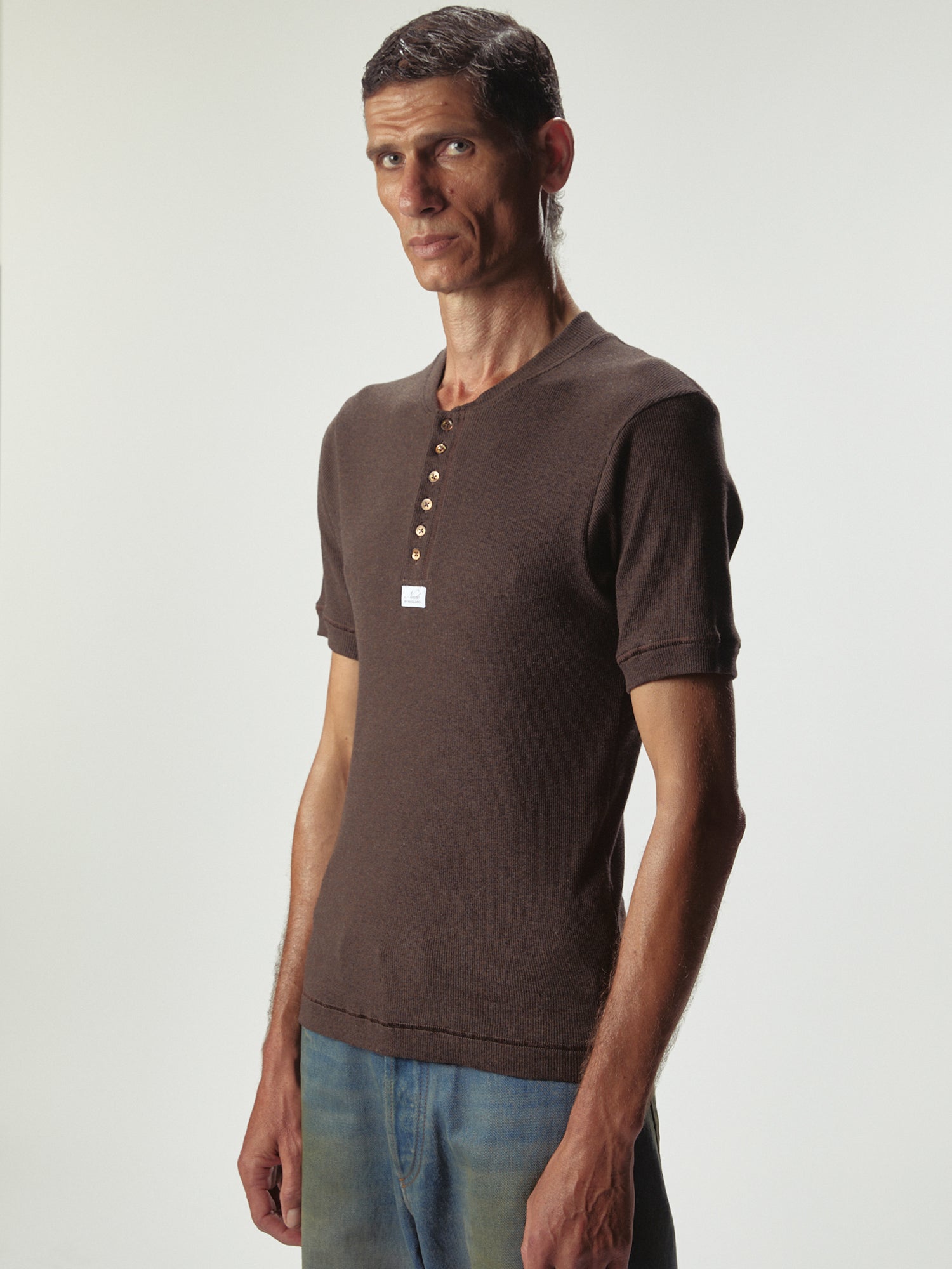 Nudo Small Serafino Tee Brown Melange
