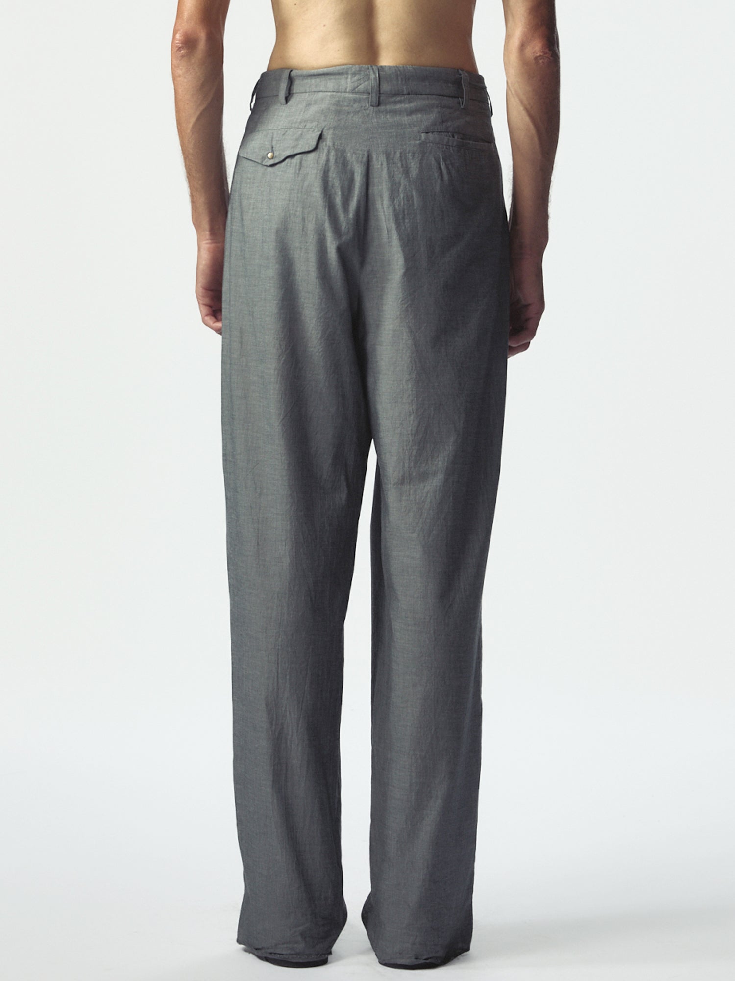 Zipped Double Pleats Grey Melange