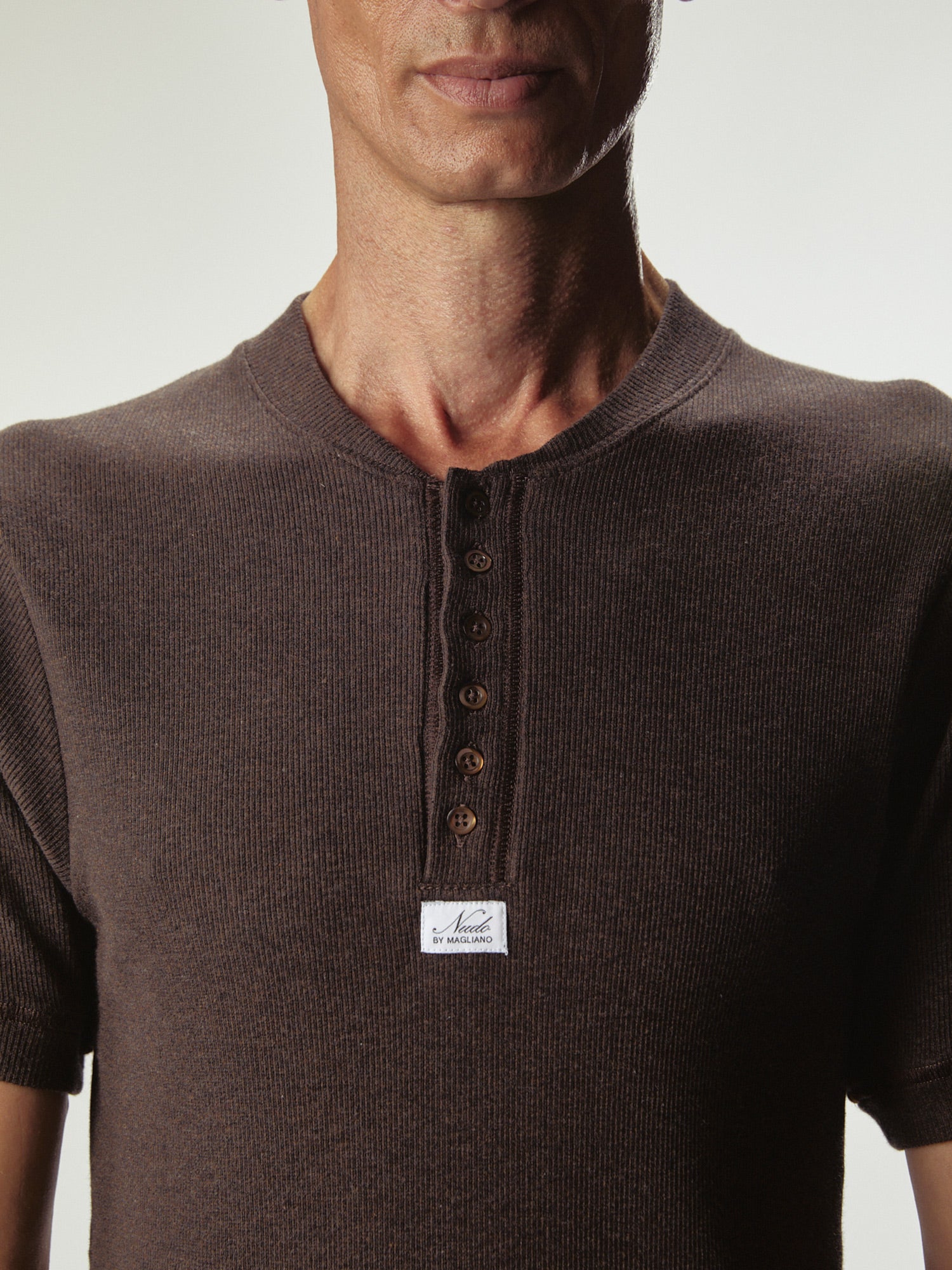 Nudo Small Serafino Tee Brown Melange