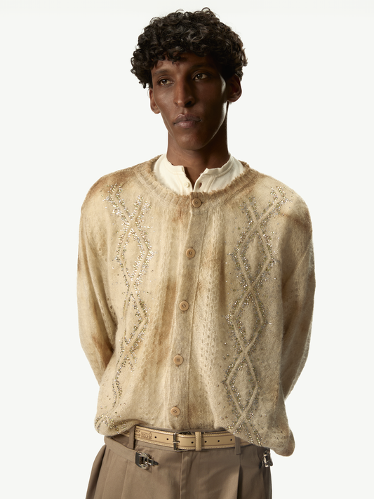 Dusty Swarovski Cardigan Beige - Magliano