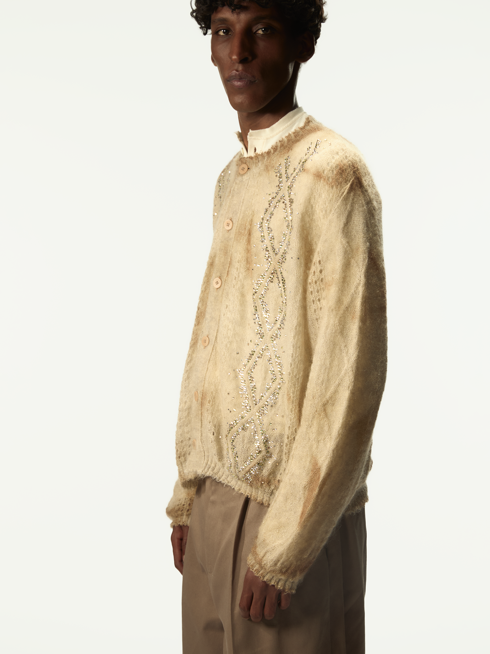 Dusty Swarovski Cardigan Beige - Magliano