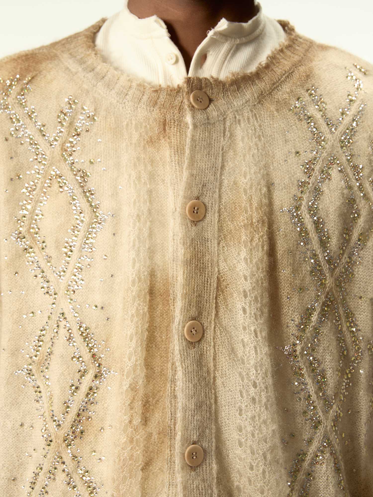 Dusty Swarovski Cardigan Beige - Magliano