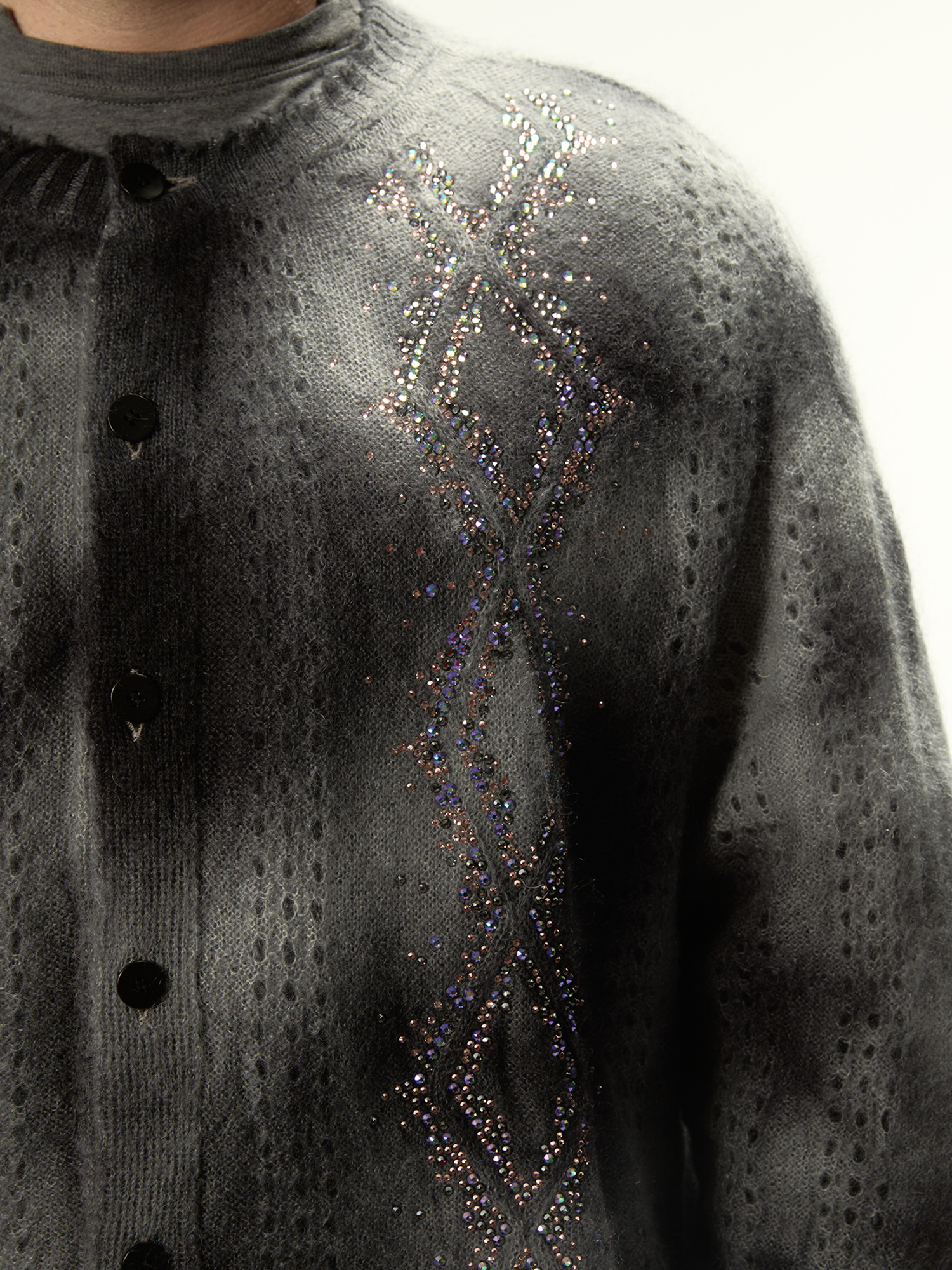 Dusty Swarovski Cardigan Dark Grey - Magliano