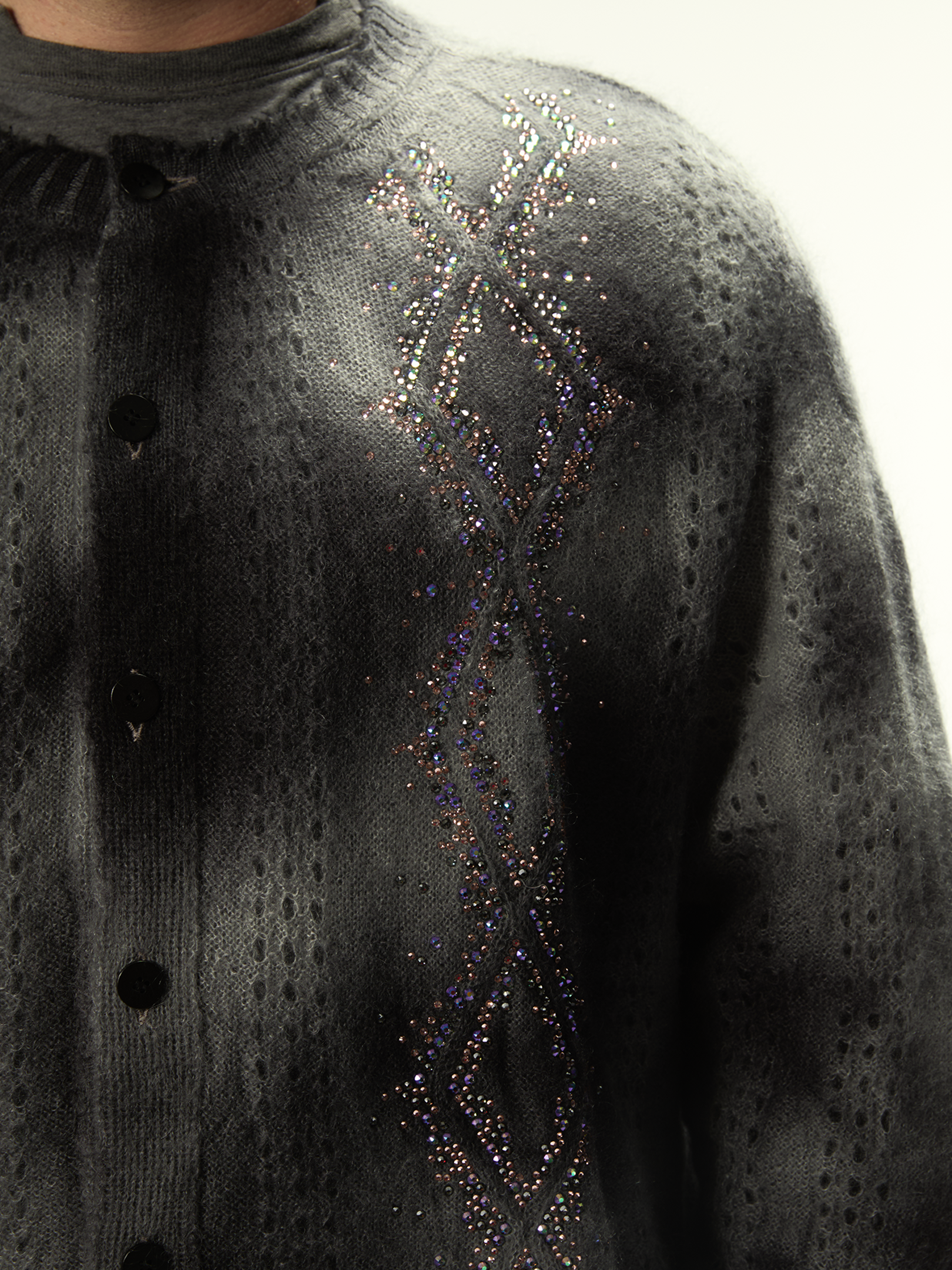 Dusty Swarovski Cardigan Dark Grey - Magliano