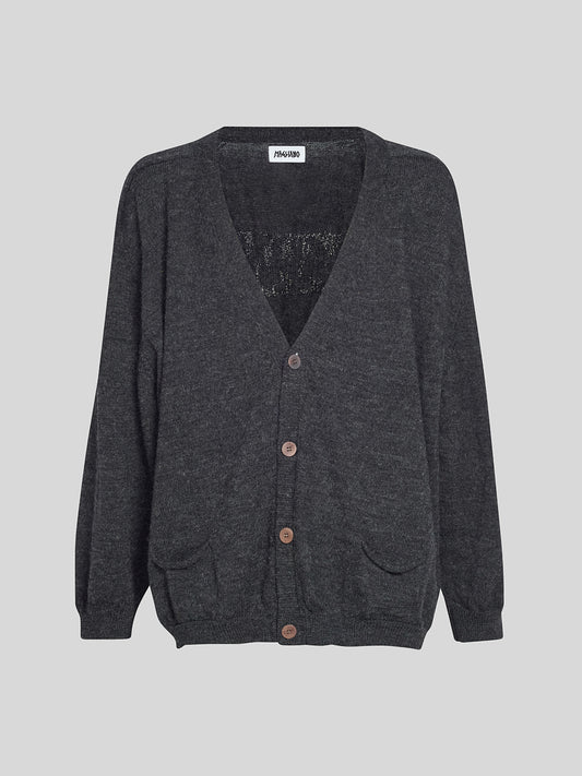 Grampa Cardigan Off Black - Magliano