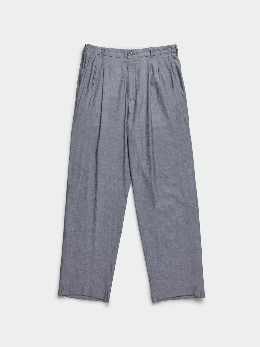 Zipped Double Pleats Grey Melange